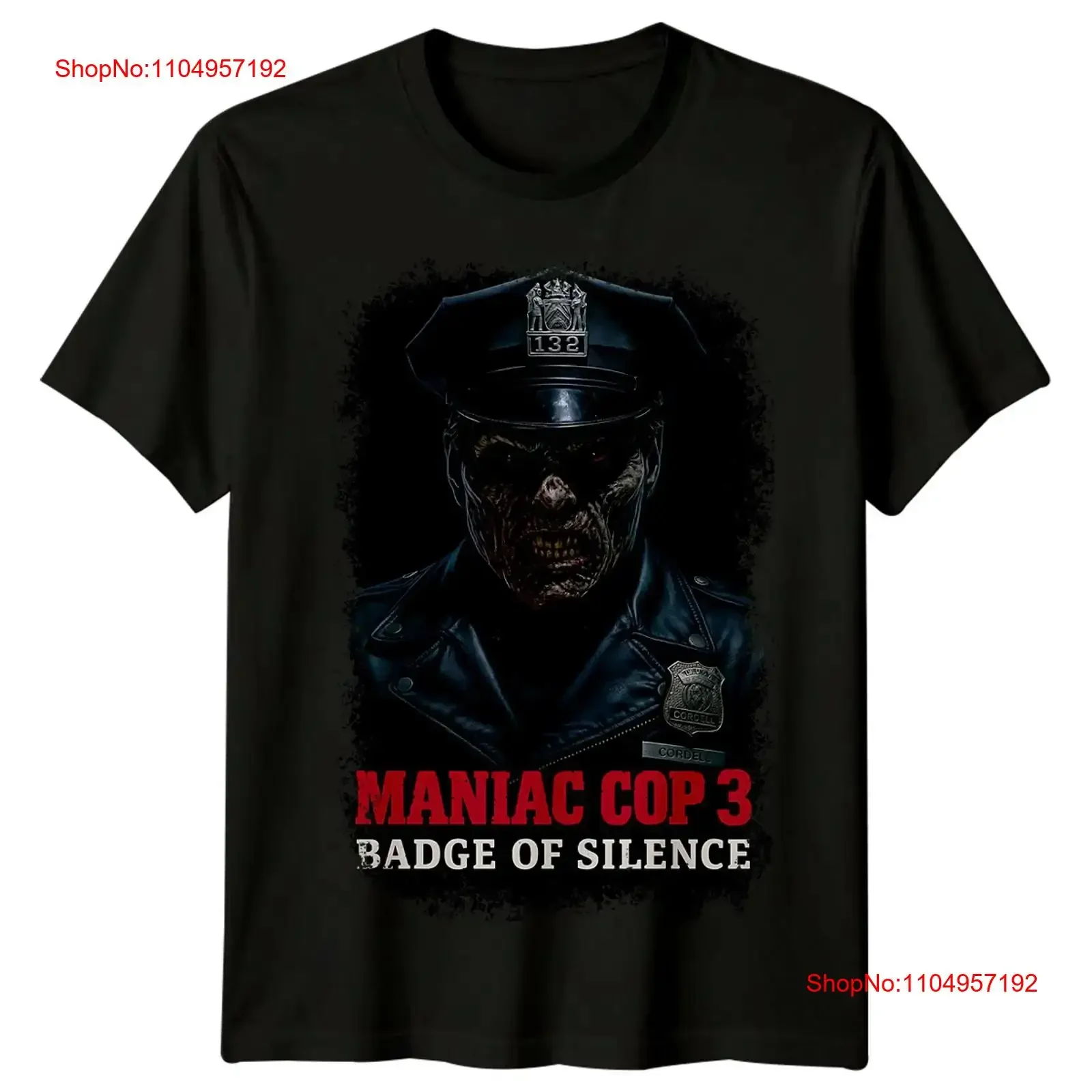 

Maniac Cop 3 Значок тишины 1992 Постер фильма Футболка Ретро 80-х годов винтажная стираная мода homme Топ для повседневной носки Дышащий