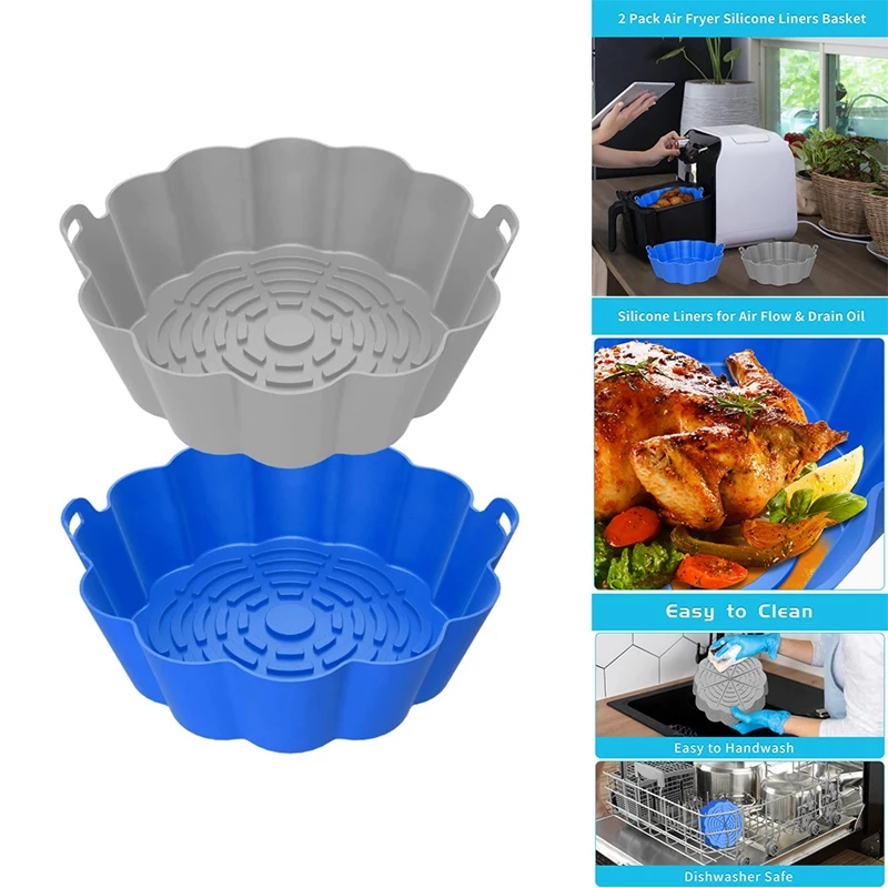 Silicone Air Fryer Basket Air Fryer Basket 8.5 Inches For 5 To 8 Qt Safe Air Fryer Basket Accessories