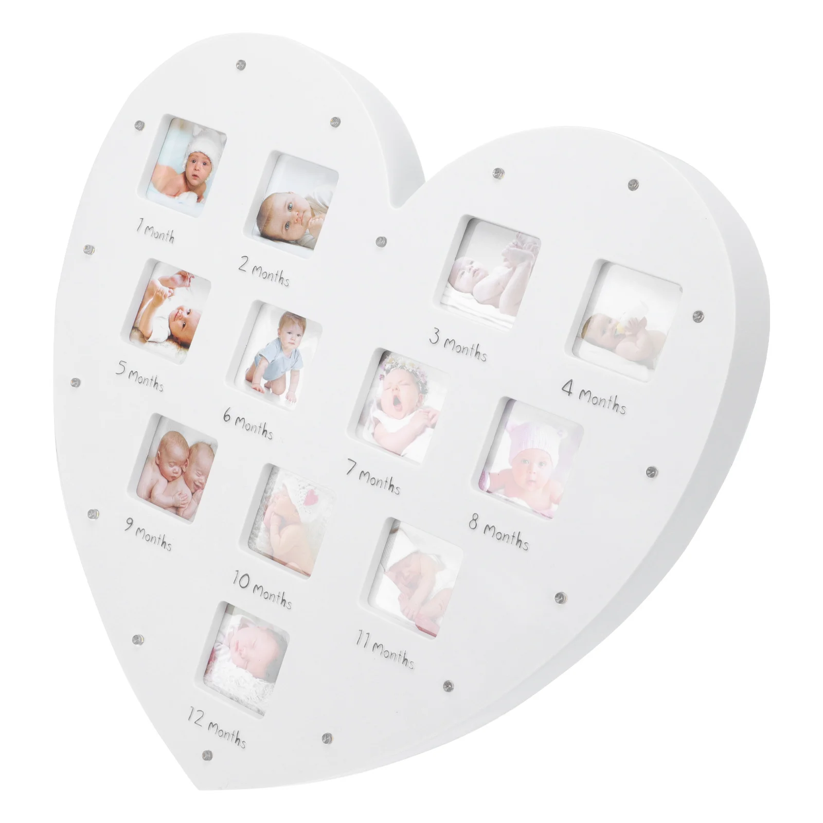 

1Pcs Baby Growth Record Photo Frame Heart Shape Luminous Infant 12 Month Picture Frame Wall Hanging Decoration