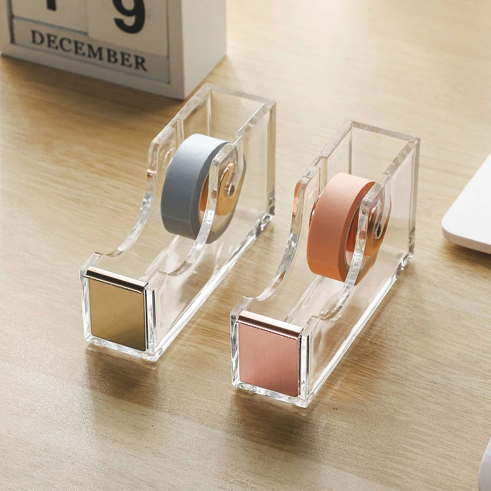 

Sturdy Acrylic Tape Cutter Dispenser Office Portable Desktop Storage Stand Smooth Edges Transparent