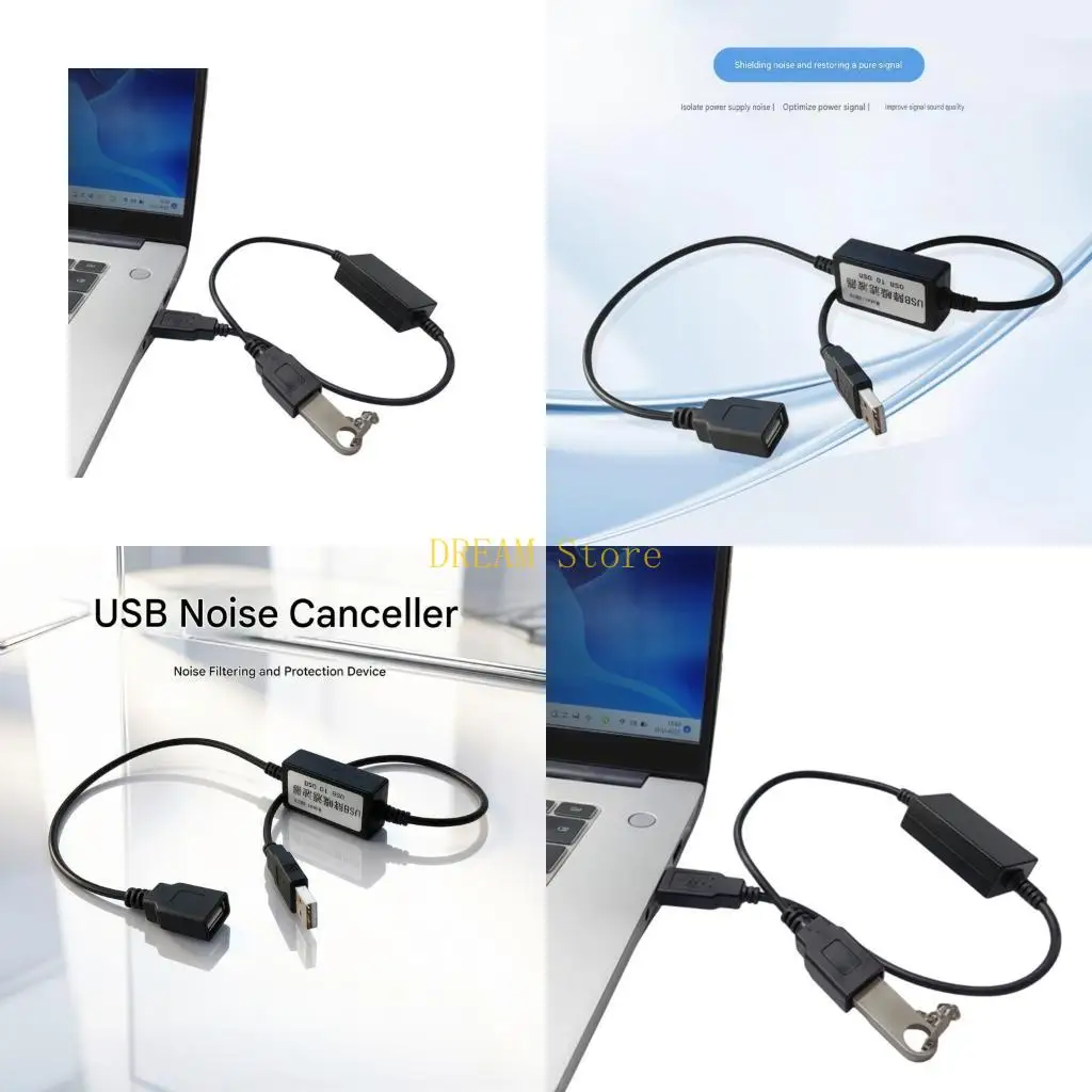 USB Sound Cable with Filter Box, 60cm Male to Female Layout for PC Media Use, Gaming Voice Support and Home Media Routines Each