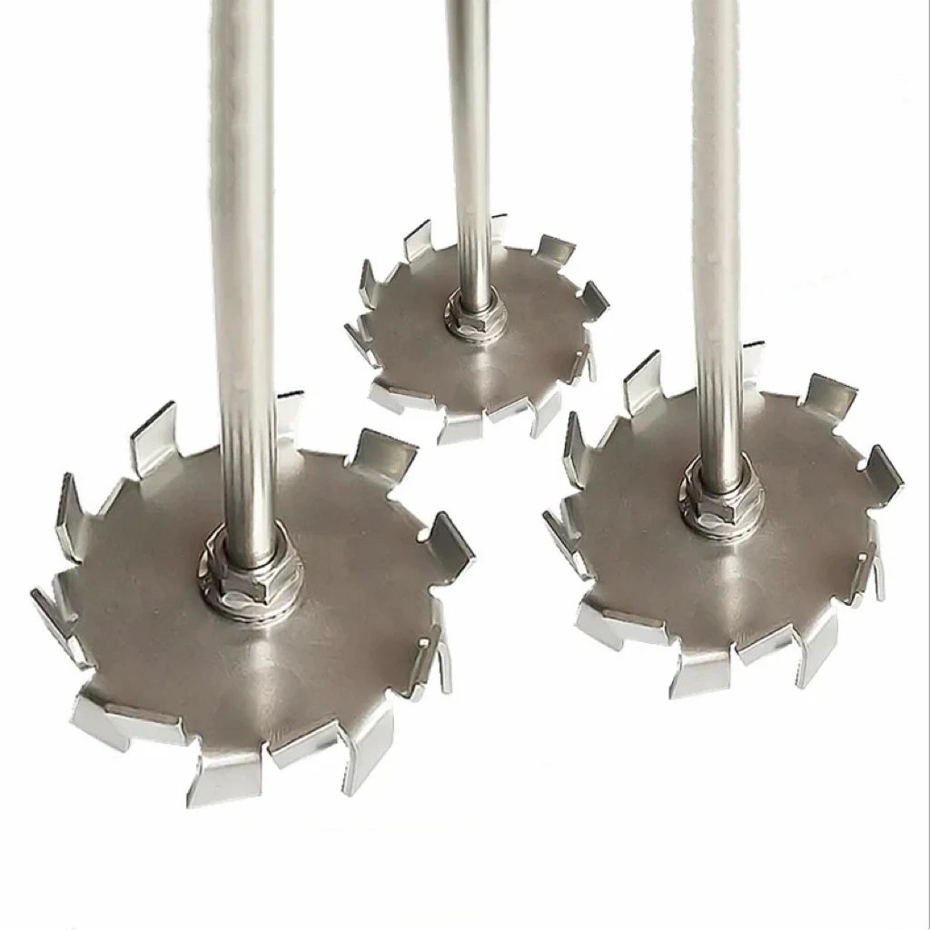 1set Laboratory 304 Stainless Steel Sawtooth Disc Stirrer Dispersive disc Agitator with Stirring Rod