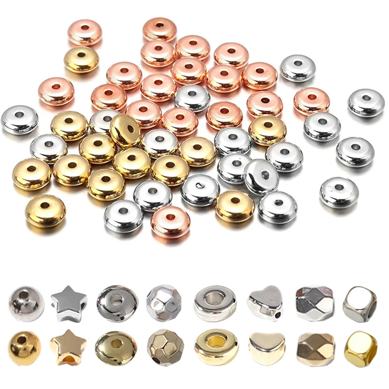 100-400Pcs CCB Charm Spacer Beads For Jewelry Making Wheel Bead Flat Round Star Hear Shape Beads Diy Bracelets Accessories