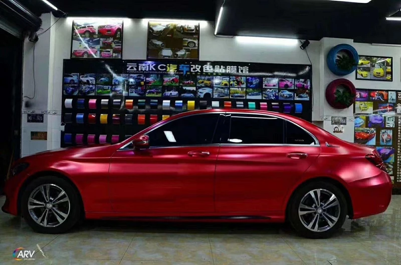 

High Quality Metallic Satin Matte Red Vinyl Wrap Roll with Air Release For Full Car Wrapping Foil Decal