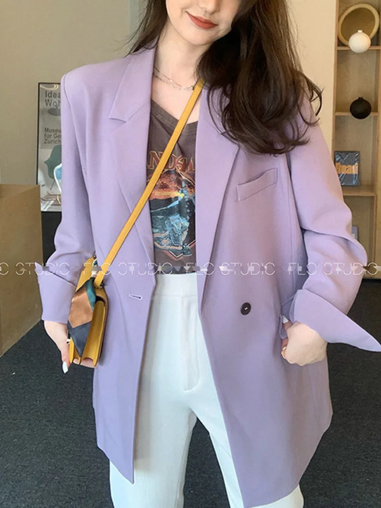 Korea East Gate New Style Taro Purple Casual Fashion Suit Show White Suit Coat Top