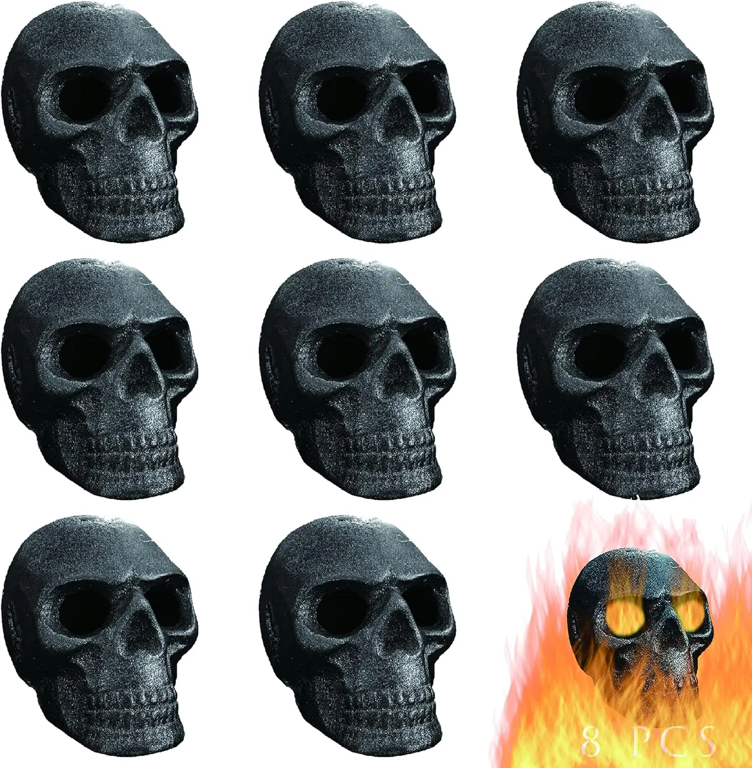 

Imitated Human Skull Gas Log for Indoor or Outdoor Fireplaces, Made of Metal, for More Than 10 Years，Fire Pits Halloween Deco