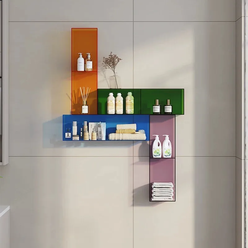 Acrylic Wall Mounted Shelf Float Wall Shelves Transparent Storage OrganizerKitchen Bathroom Bedroom Book Display Home Decor