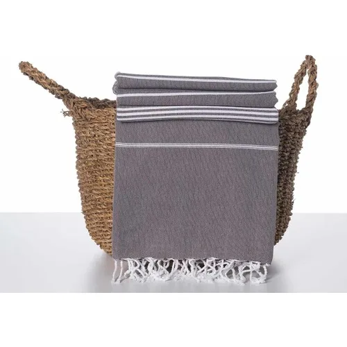 Lalay Pike Hand-Woven 170x220 cm Fringed Brown White Stripe