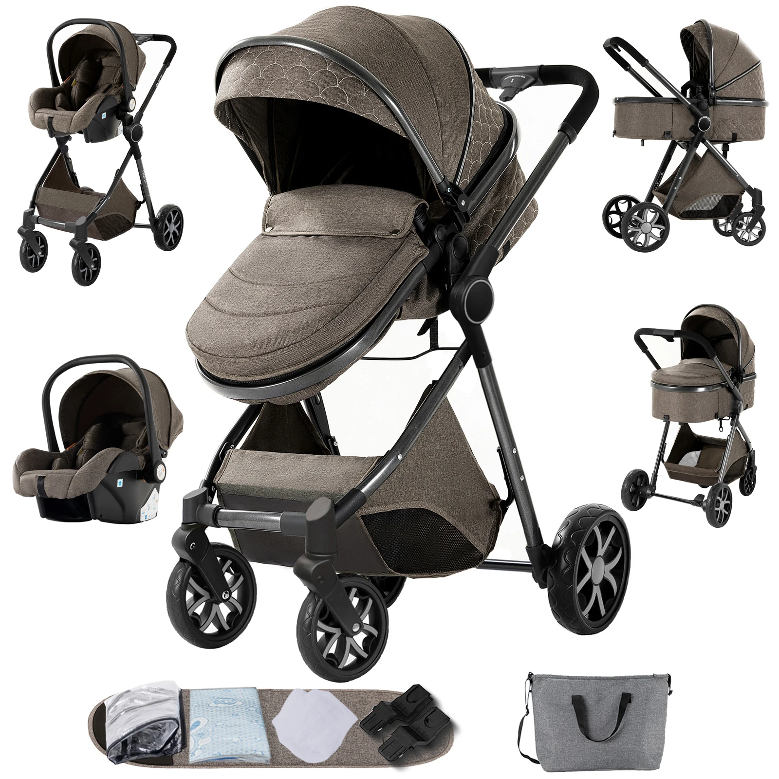 Kinderwagen voor kinderwagen 3-in-1 kinderwagen met opbergmand Lichte kinderwagen babyauto's babyaccessoires, kinderwagen voor kinderautostoeltje