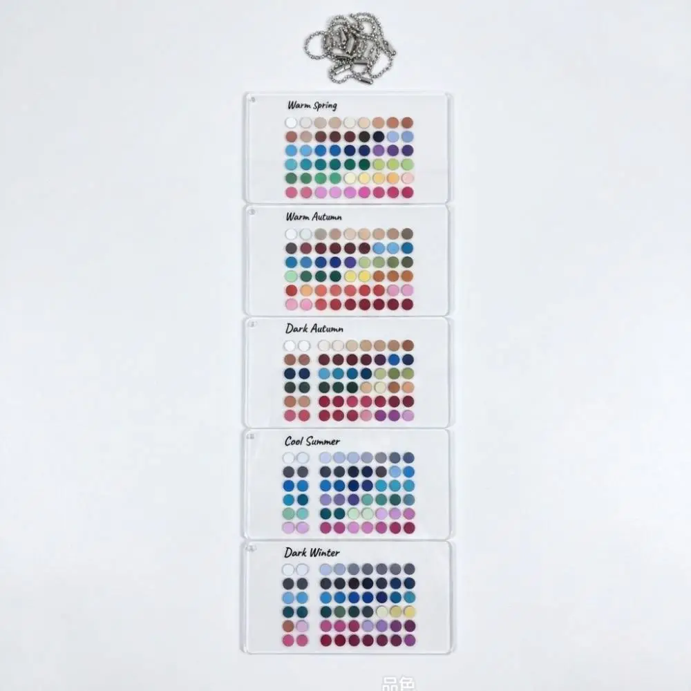 6PCS Acrylic Seasonal Color Selection Cards Transparent Base Double Sided Sided Acrylic Swatch Palette Color Analysis Cards
