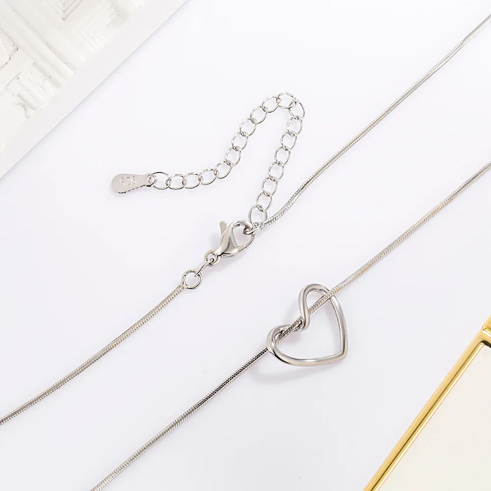 925 فضة خط القلب ثعبان سلسلة القلائد للنساء السيدات خمر المجوهرات الفاخرة بالجملة المجوهرات أرجنت 925