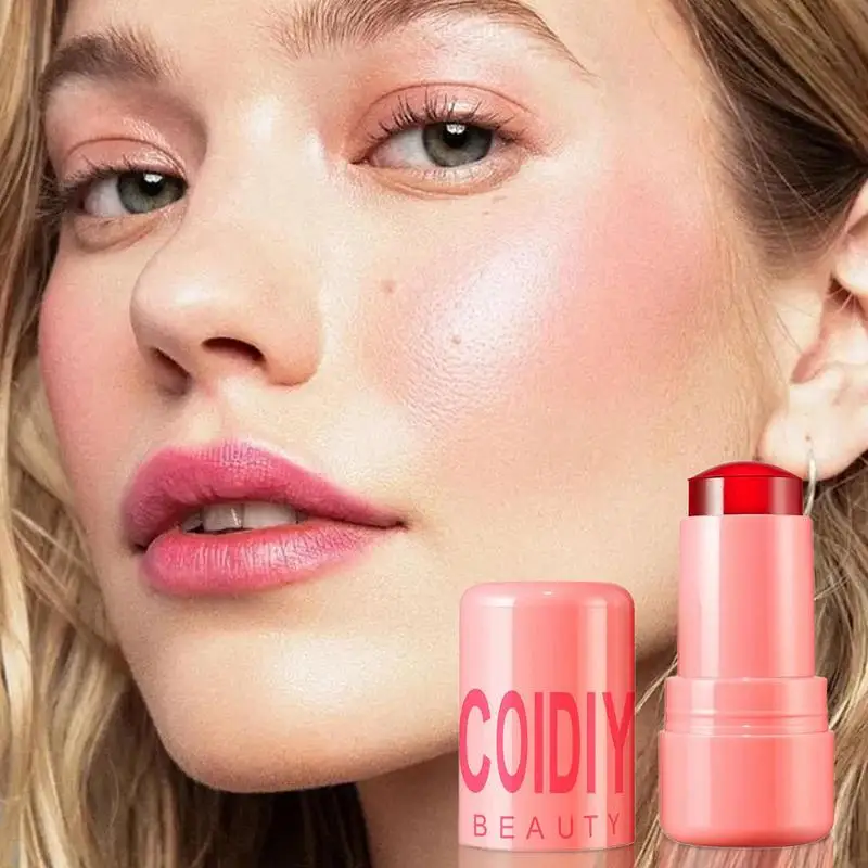 Jelly maquiagem em pó blush, natural de uso duplo, lábio, bochecha, vara de mancha, bálsamo labial, destaque da pele, blush rosto, uso diário