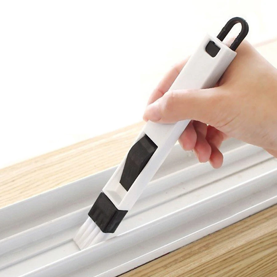 Brosse de nettoyage Portable multifonctionnelle, nettoyeur de rainures de clavier de fenêtre de porte deux en un, pelle à poussière, outil de nettoyage de Rail de fenêtre