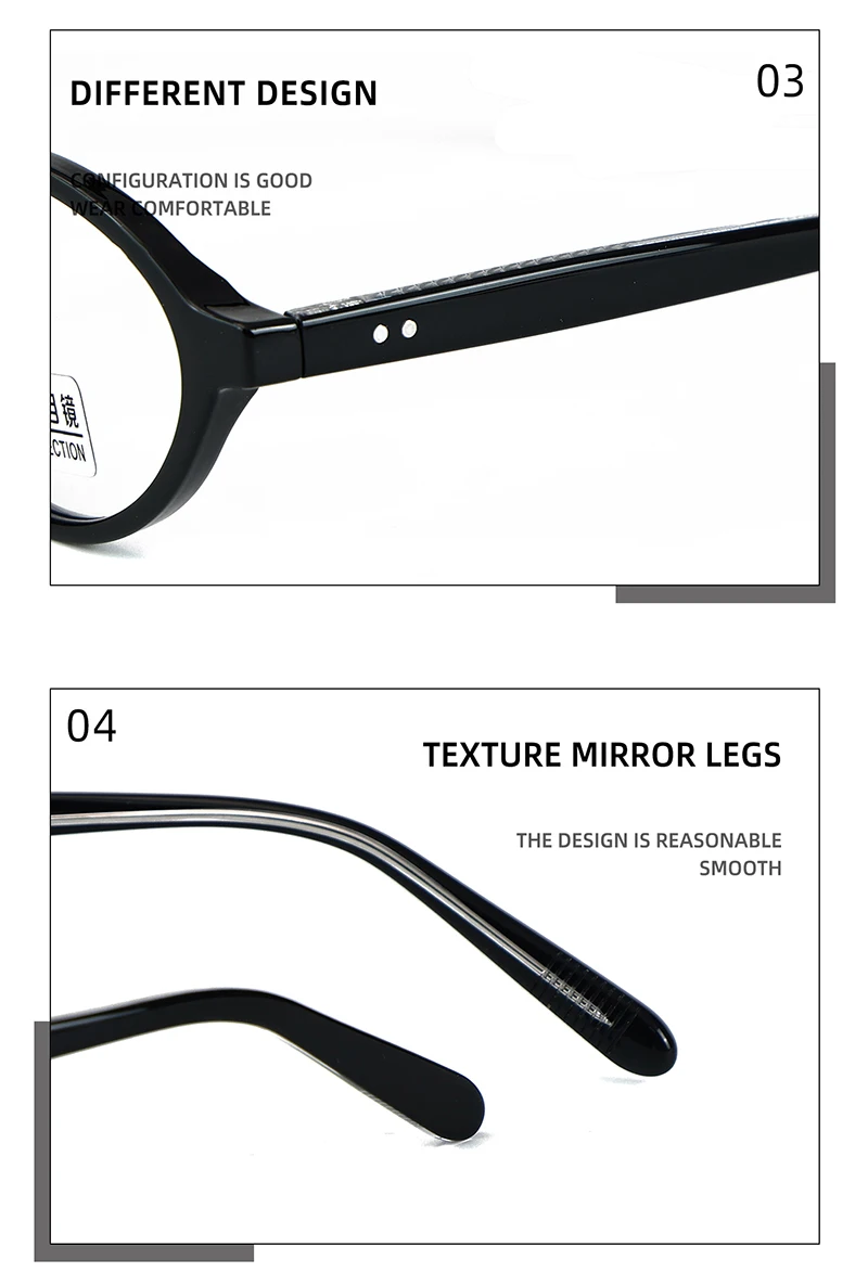 Kachawoo Kleine ovale Brille mit Blaulichtfilter, TR90-Acetat, Retro-Brillengestell für Herren und Damen, Unisex, europäischer Stil, Blaugrau – Detail 14