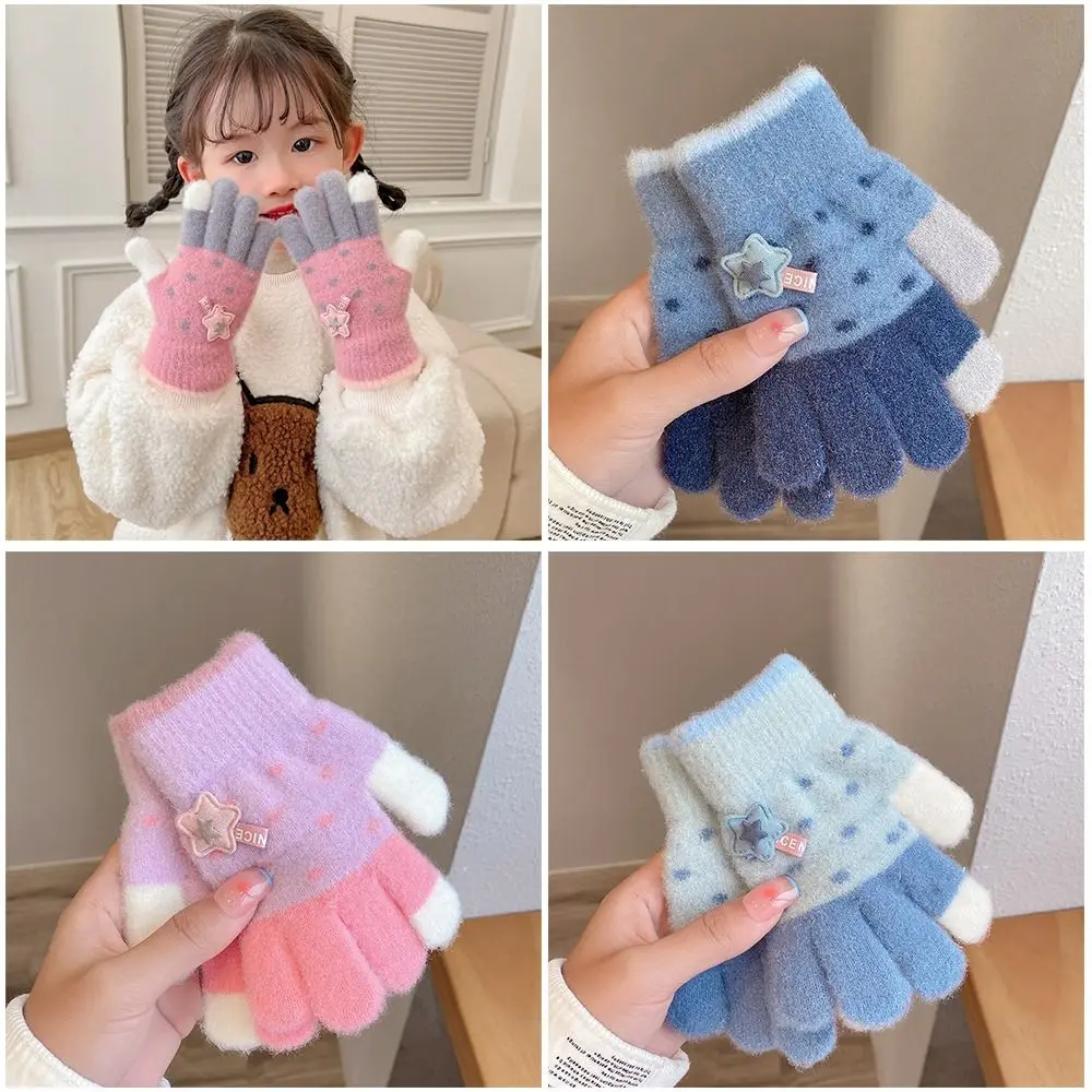 

Модные милые вязаные перчатки с героями мультфильмов, утолщенные зимние теплые детские перчатки с длинными пальцами, спортивные ветрозащитные перчатки на открытом воздухе