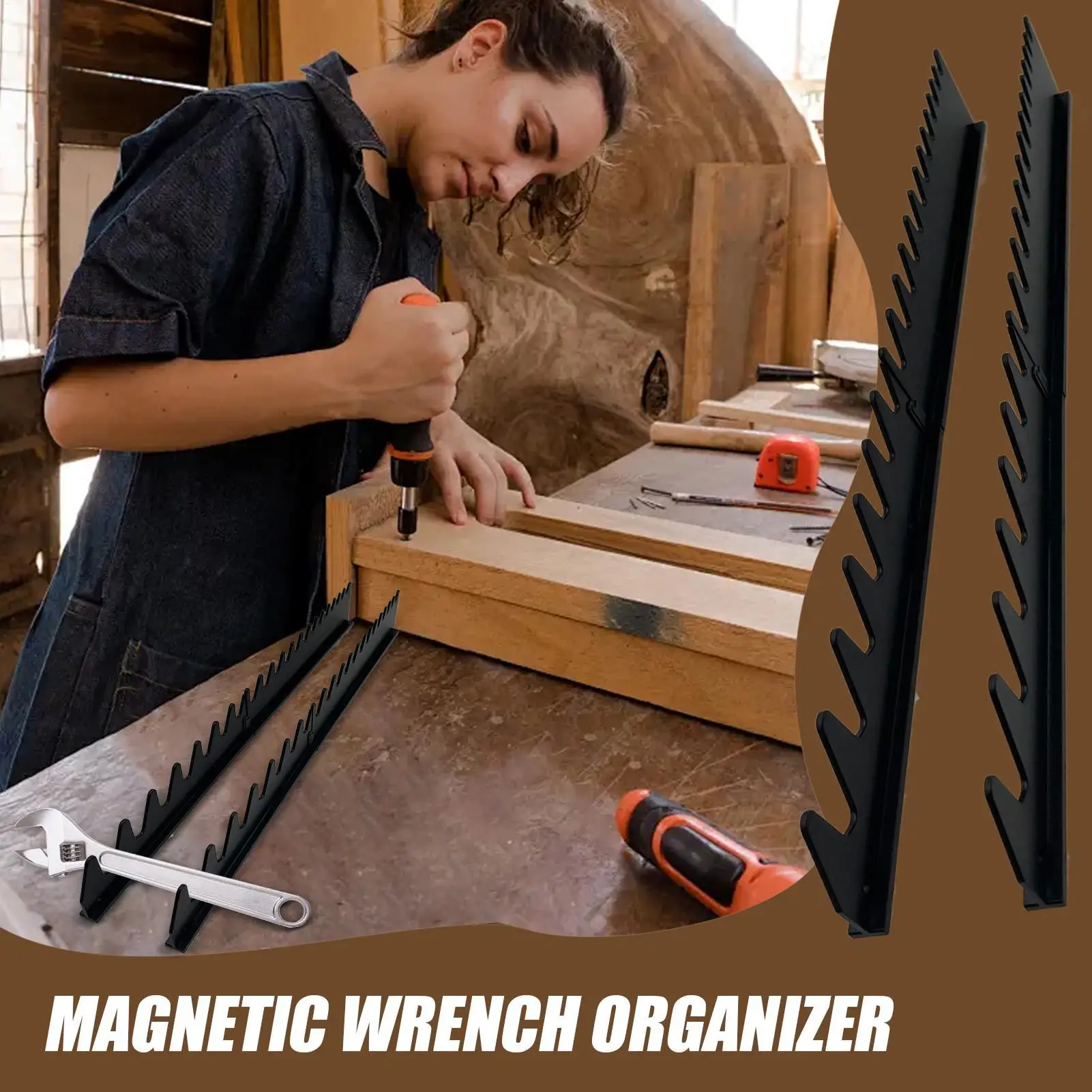 Wrench Organizer For Tool Box Wall-Mounted Wrench Organizer Rack Heavy-Duty Storage Bracket For Cabinet Drawer Indoor Mechanics