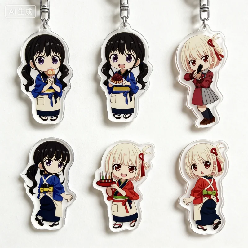 Anime Lycoris Recoil Chisato Nishikigi Takina Inoue Nakahara Mizuki 6cm Acrylic Pendant Keychains Badge Chaveio Festivals Gifts