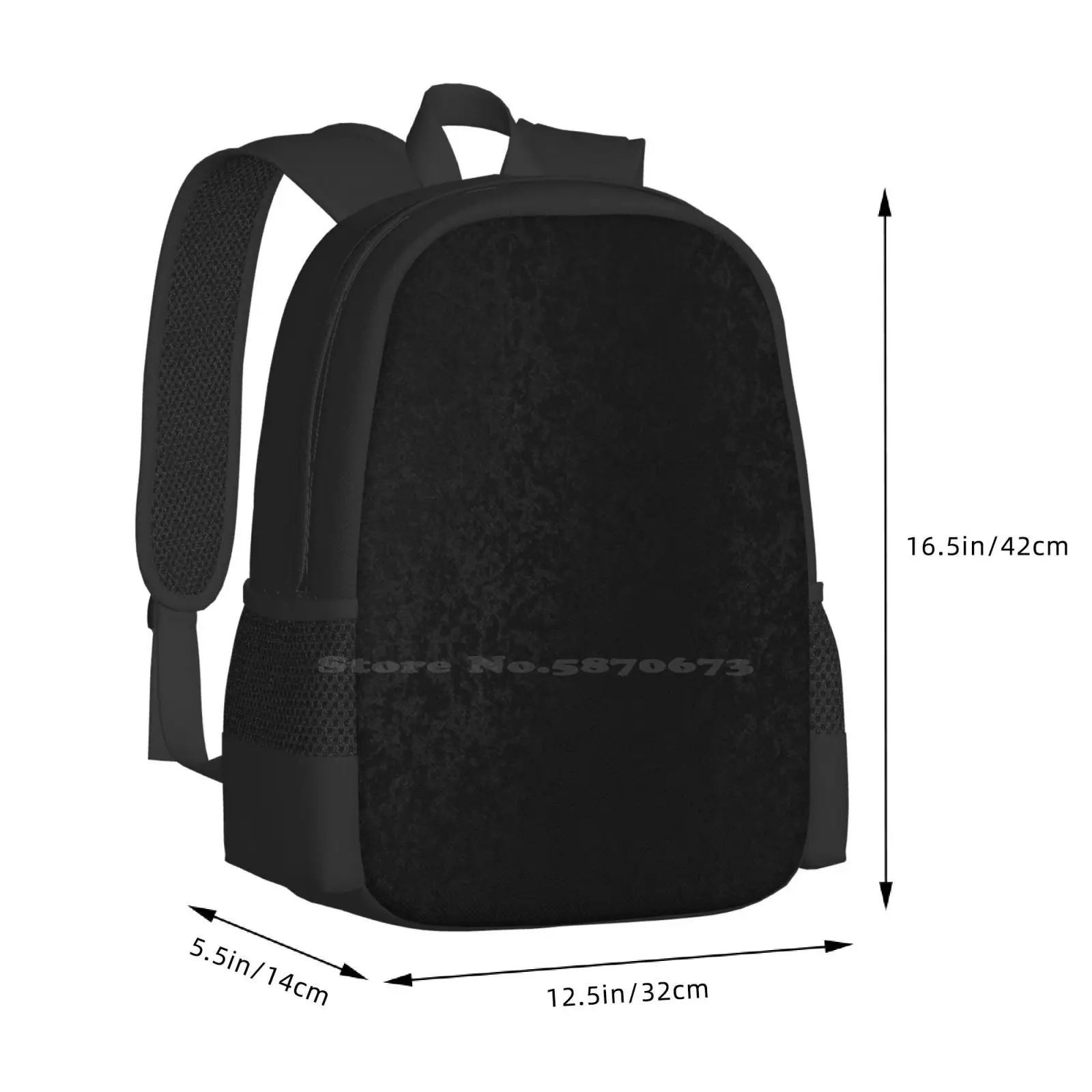 Saco De Escola Feminino De Padrão De Veludo Preto, Mochila De Grande Capacidade, Laptop, Boho Hippie, Boêmio, Padrões Peludos