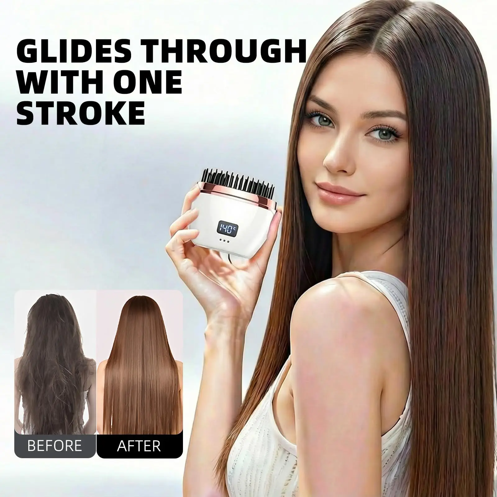 Mini Hair Straightener,3-Speed Temperature Control | Rechargeable Wireless Portable Hair Straightener Brush for Women