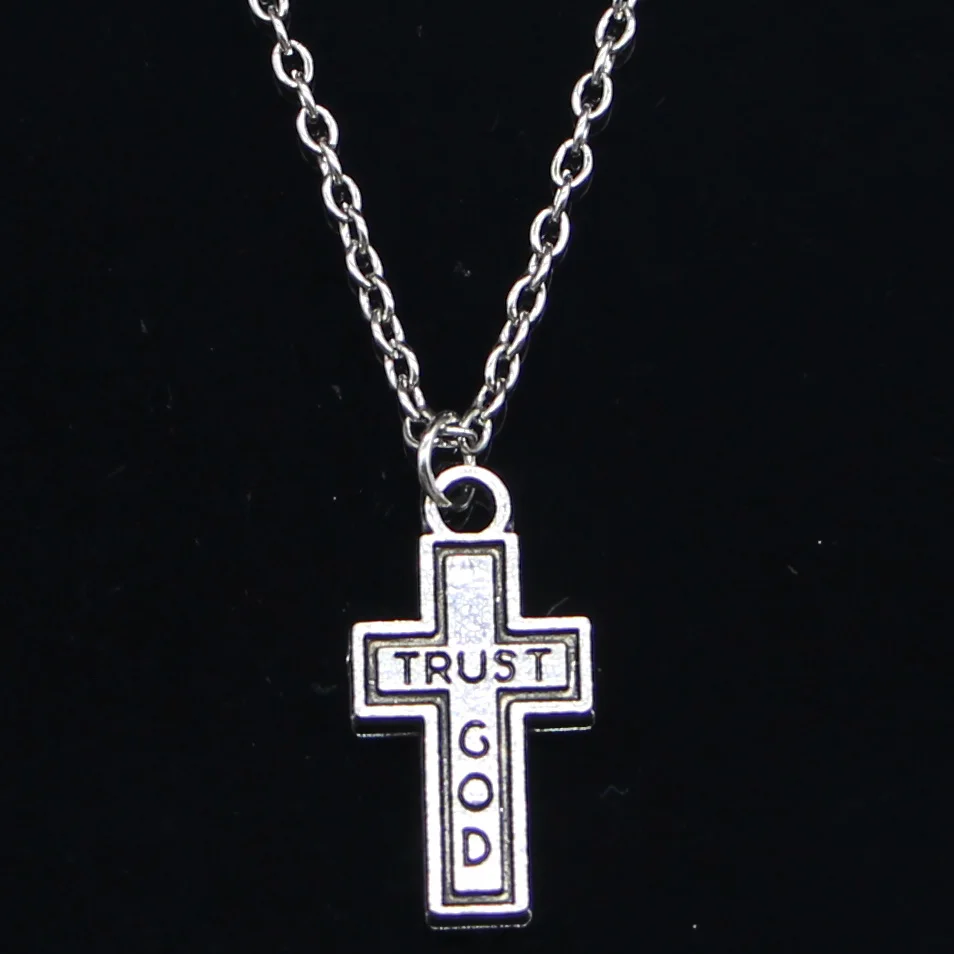 20pcs New Fashion Necklace 24x13mm cross trust god Pendants Short Long Women Men Colar Gift Jewelry Choker