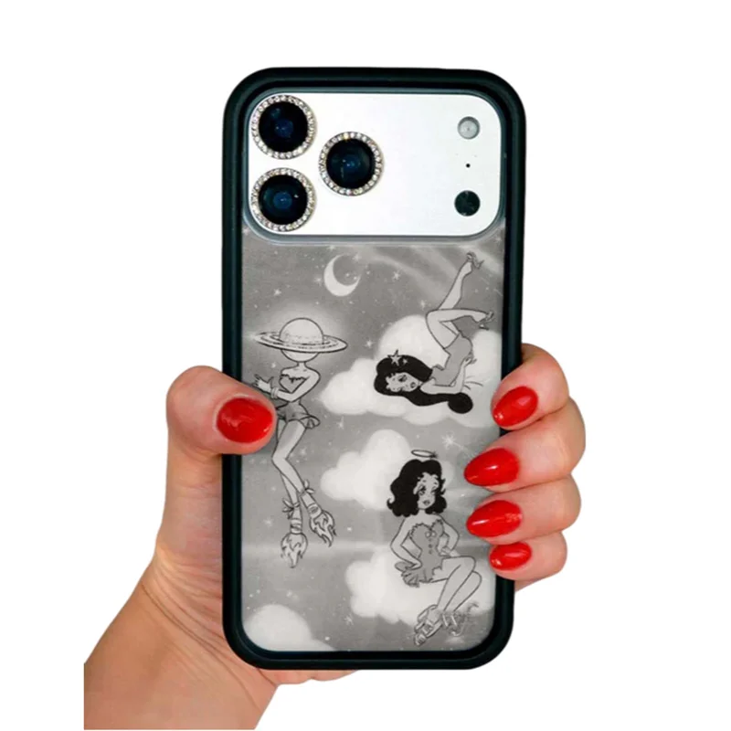 Etui na telefon 2026 Wildflower Rachel Sennot do iPhone 13 12 14 16 17 15 18 Pro Max Plus, urocze, kreskówkowe, z gwiazdami, księżycem, dziewczynką, błyszczące, Wf Cover — zdjęcie produktu 3