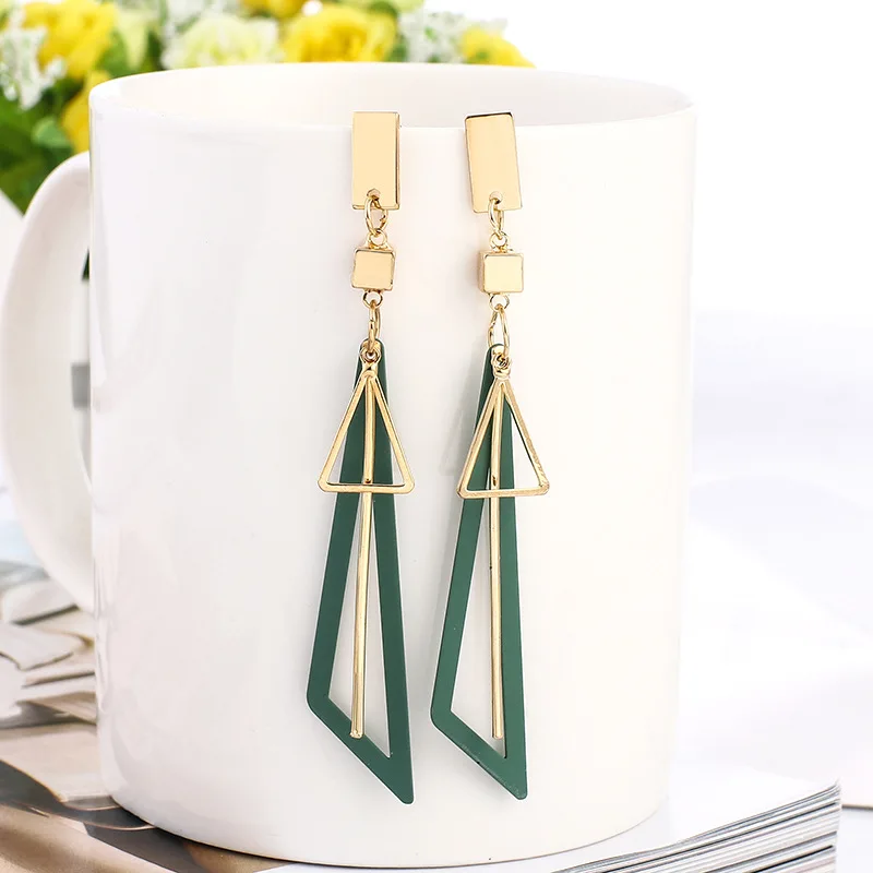 New Green Color Hang Earrings for Women Flower Round Heart Leaf Butterfly Metal Brincos Sweet Jewelry Summer Christmas Girl Gift