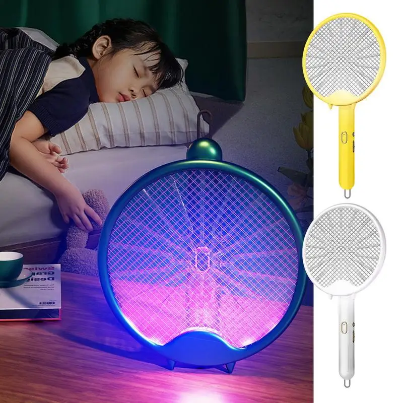 

Electric Mosquito Zapper Racket With 3-layer Rechargeable Purple Light Fly Trap Lamp Adjustable Versatile Easy To Use Racket