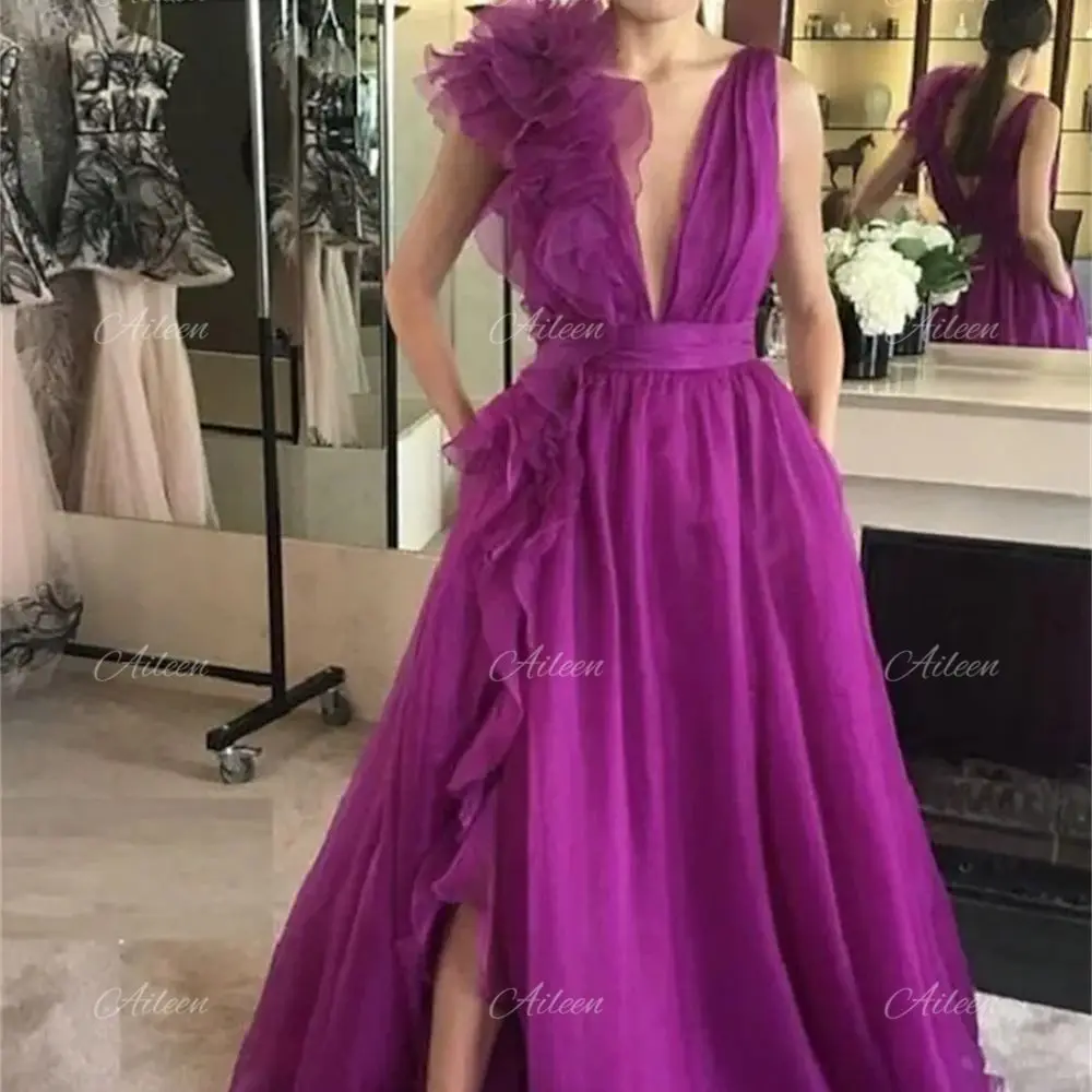 Purple Dress Wedding Dresses customized Women Customized Occasions Dresses for  Night Party Soiree Luxury Prom Dress Robe Gala