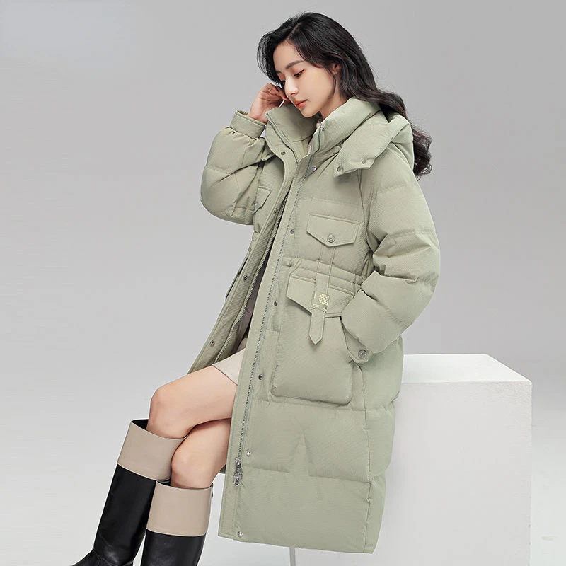 

New Down Jacket Women's Medium and Long Winter Clothes Thickened Hooded Fashionable Casual Warm Coat