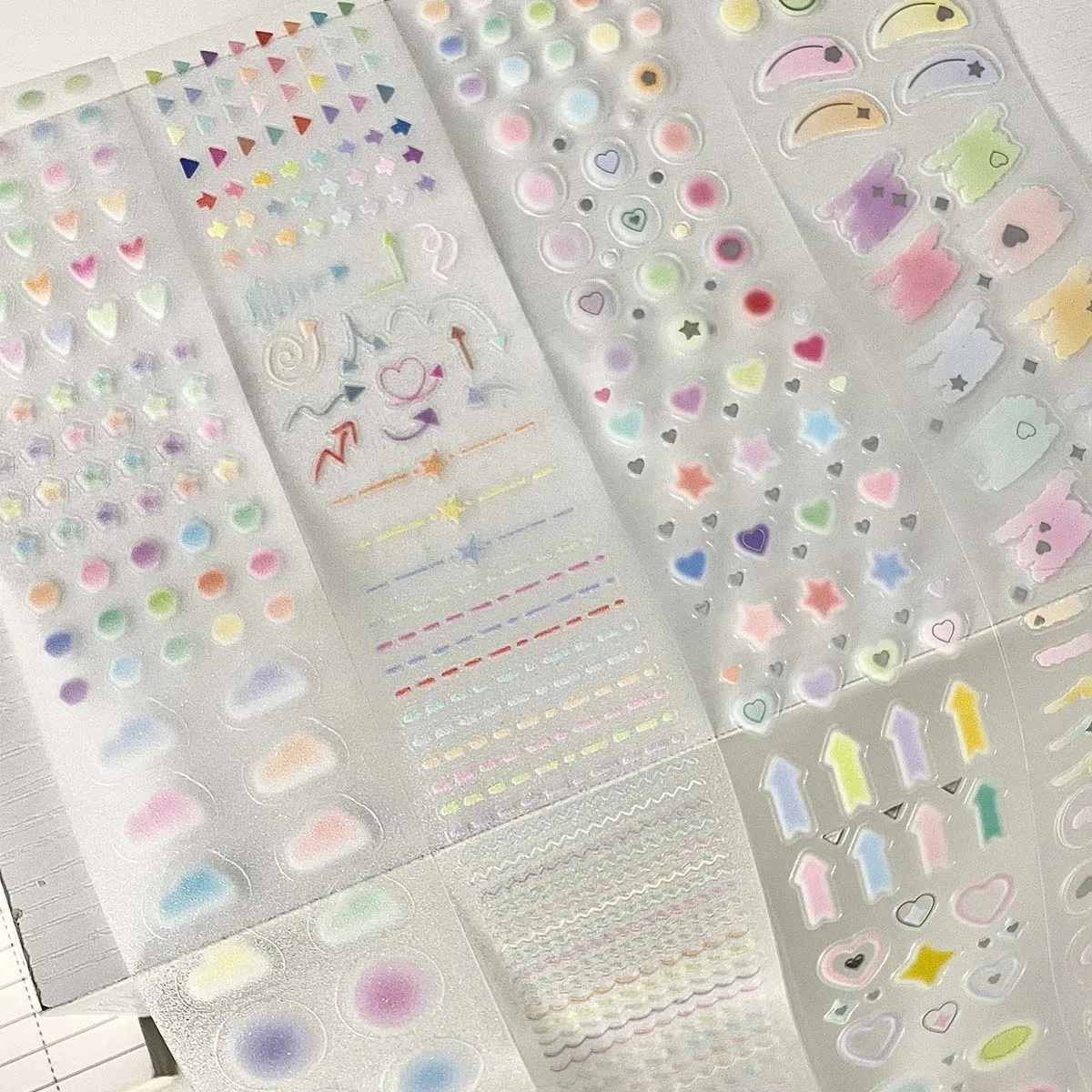 Korean Style Stickers Gold Foil PET Sticker Tape Heart Star Elements Minimalist Scrapbook Journal DIY Craft Decor