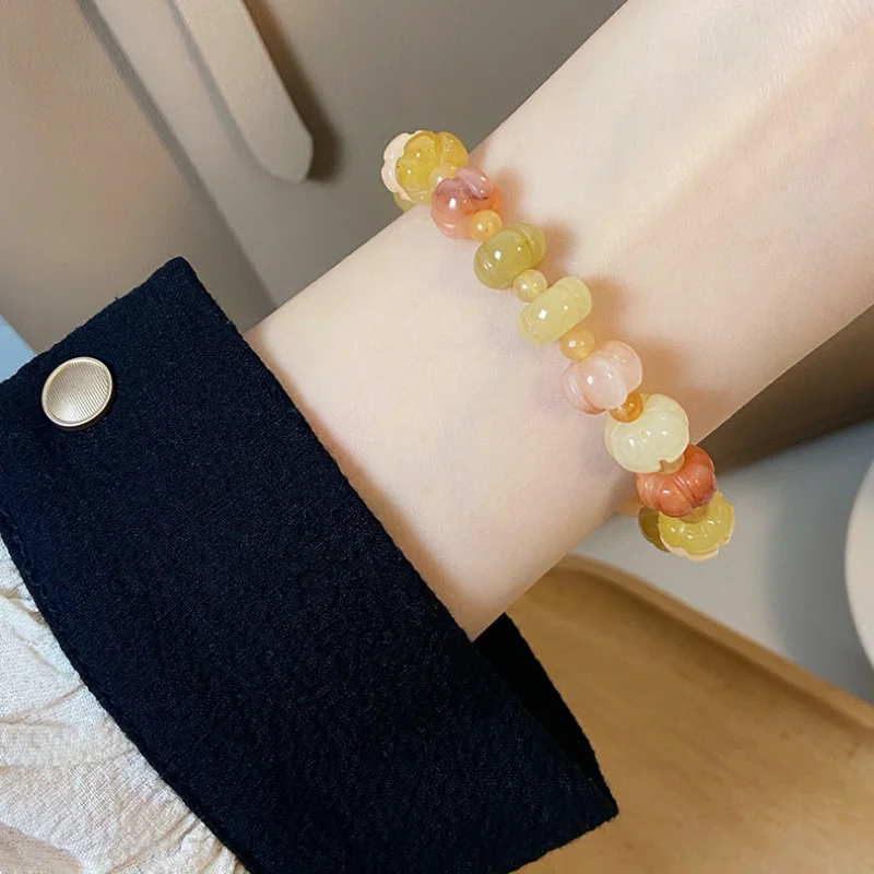 Ethnic style colorful pumpkin abacus beads Jinsi Duobao jade bracelet live broadcast