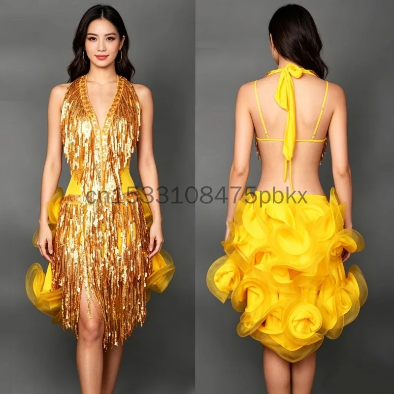 latin dance dress xxl competition tassels salsa dresses in ballroom wear clothing rumba dancing costumes for women samba latina