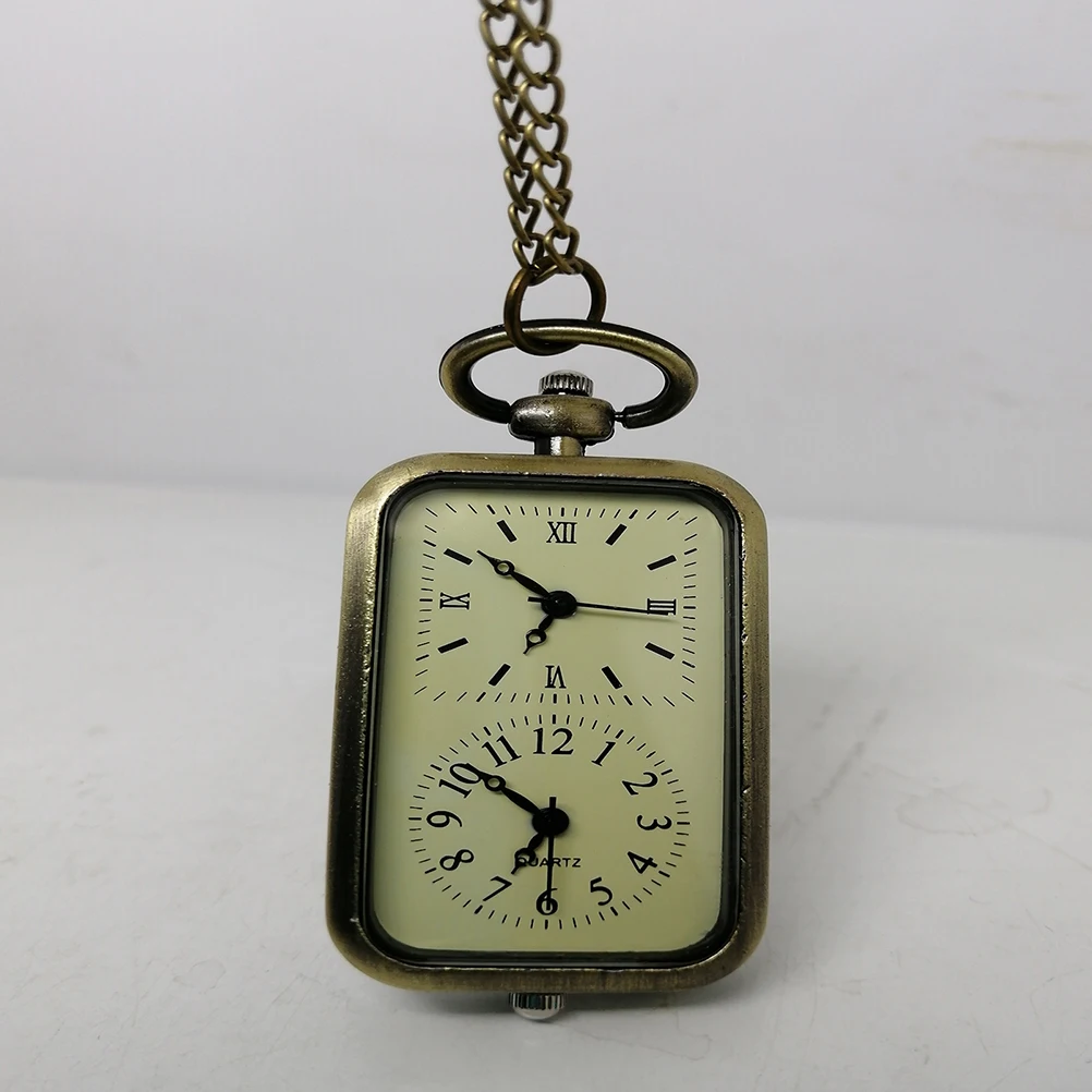 

Pocket Watch Necklace Vintage Dual Movement Alloy Retro Hanging Amazing Gift For Men Women Elegant Fashion Lovely Accurate