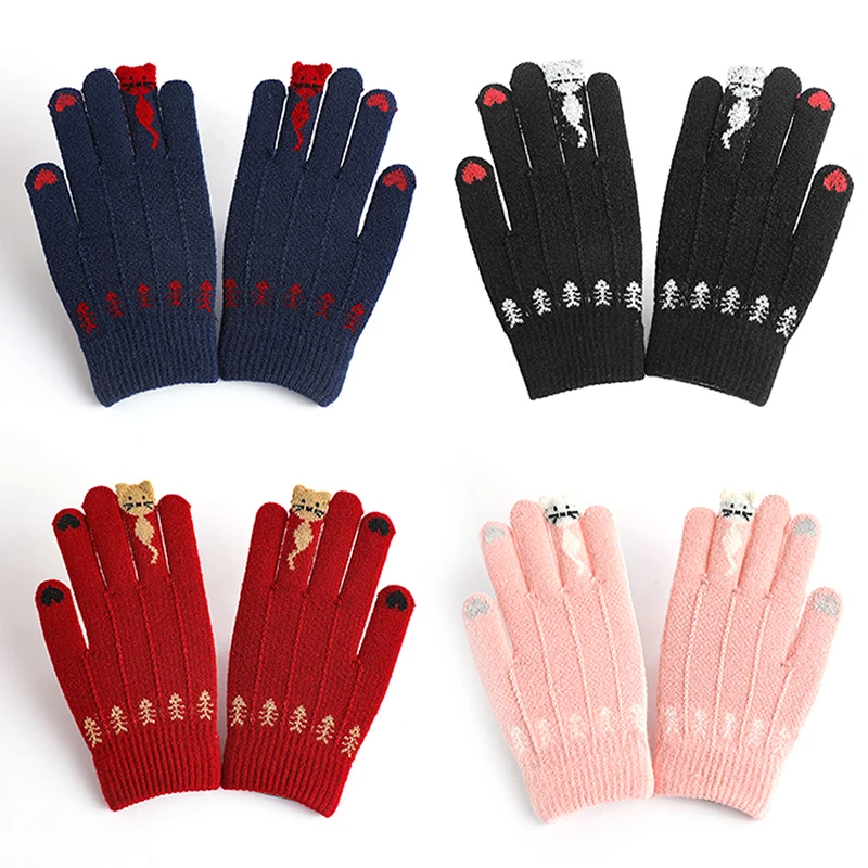 

Women's Girls Touch Screen Gloves Full Finger Autumn And Winter Warm Knitted Outdoor Activity Bicycle Riding Accessories