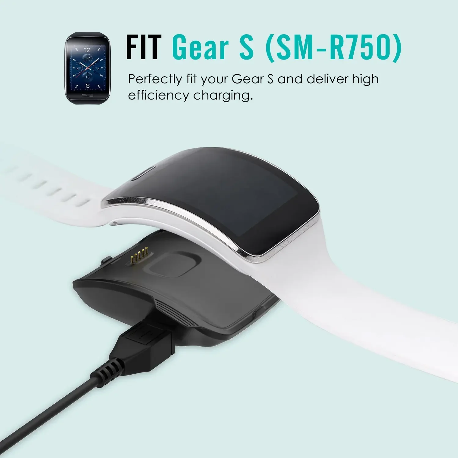 Gear S (SM-R750) Charger, Replacement Charging Dock Cradle Charger for Samsung Gear S Smart Watch SM-R750, with Micro USB Cable