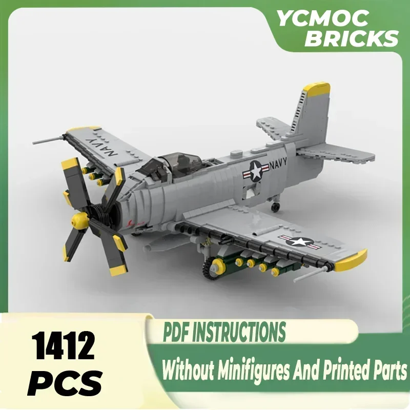 Militärflugzeug Modell Moc Bausteine 1:35 A2D Skyshark Kämpfer Technologie Blöcke Geschenke Weihnachten Spielzeug DIY Sets Montage