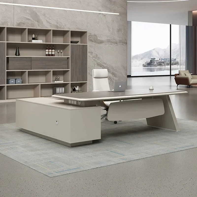 Premium Practica Luxury Office Desk Vanity Executive Mid Century Modern Filing Cabinets Boss Study Mesa Office Furniture