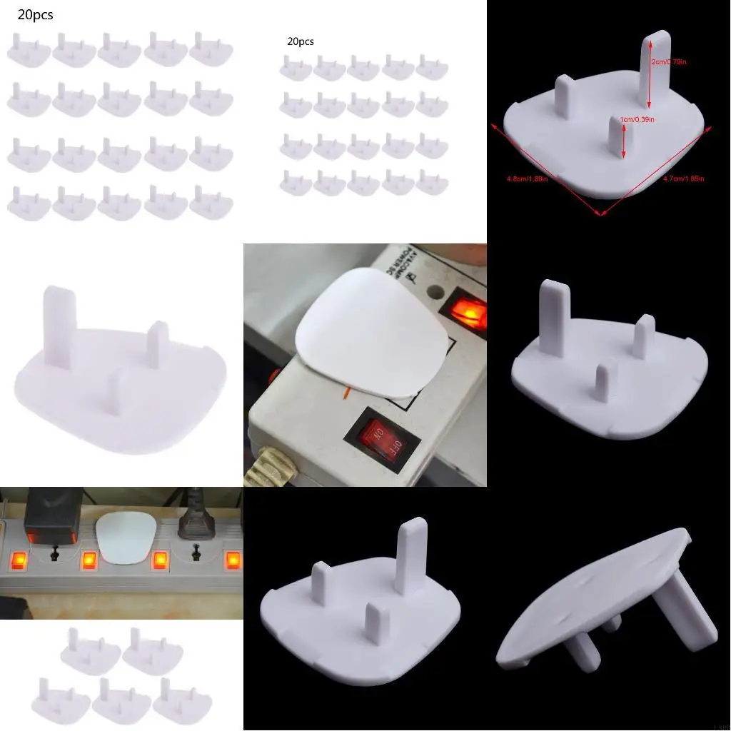 20 قطعة غطاء مقبس التوصيل المملكة المتحدة يغطي مقابس الحائط المقاومة للماء لسلامة الأطفال في المنزل والمدرسة أبيض L8RB #1
