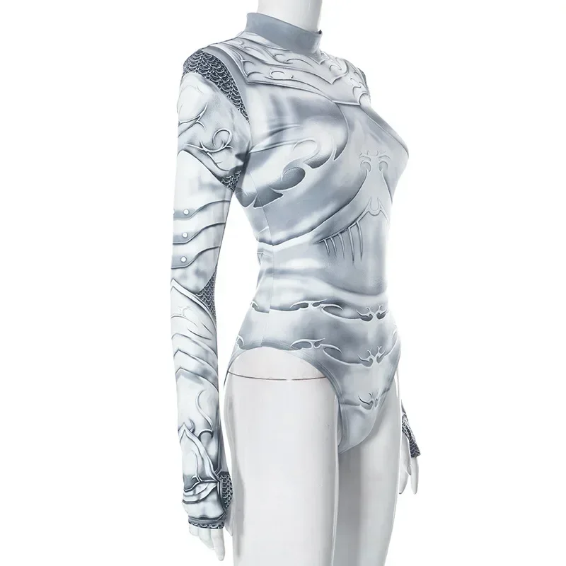 Zentai Robot Gotico Cyberpunk Steampunk Cosplay Tuta Donne Adulte Sexy Sottile Uniforme Catsuit Tuta Costume da Festa di Halloween