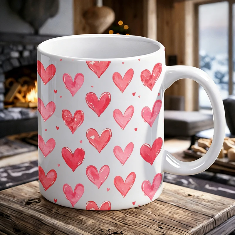 

1PCS Watercolor Full-Print Ceramic Mug with Handle, Creative Coffee Mug, Milk Cup, Office Tea Cup, Drinking Cup, Fade-Resistant