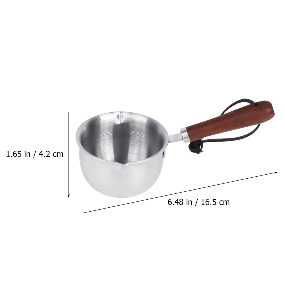 

1pc Stainless Steel Sauce Pan 2 Pour Spouts Small Reusable Milk Pot For Cooking Oil Boil Soup Butter Melting With Hanging Rope