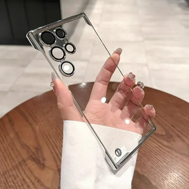 Transparente Rahmenlose Handyhülle für Samsung S26 S25 S24 Plus S23 S22 S26 Ultra mit Kameraschutz und Stoßfestigkeit