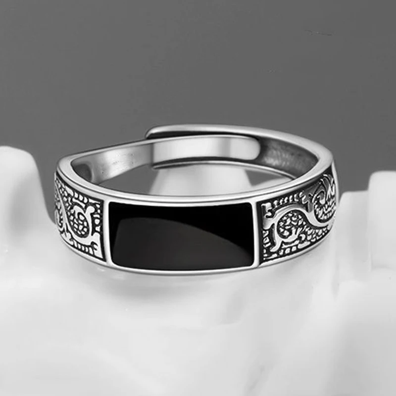 Vintage Ethnic Minimalist Dragon Pattern Adjustable Rings - Fashionable Men's Party Accessory Jewelry Gift image 3