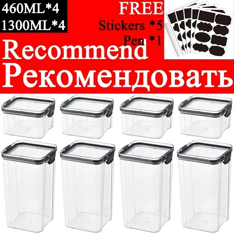 460-1800ml Plastic Food Storage Box Sets Stackable Kitchen Sealed Jar Multigrain Tank Bottle Dried Fruit Tea Storage Containers