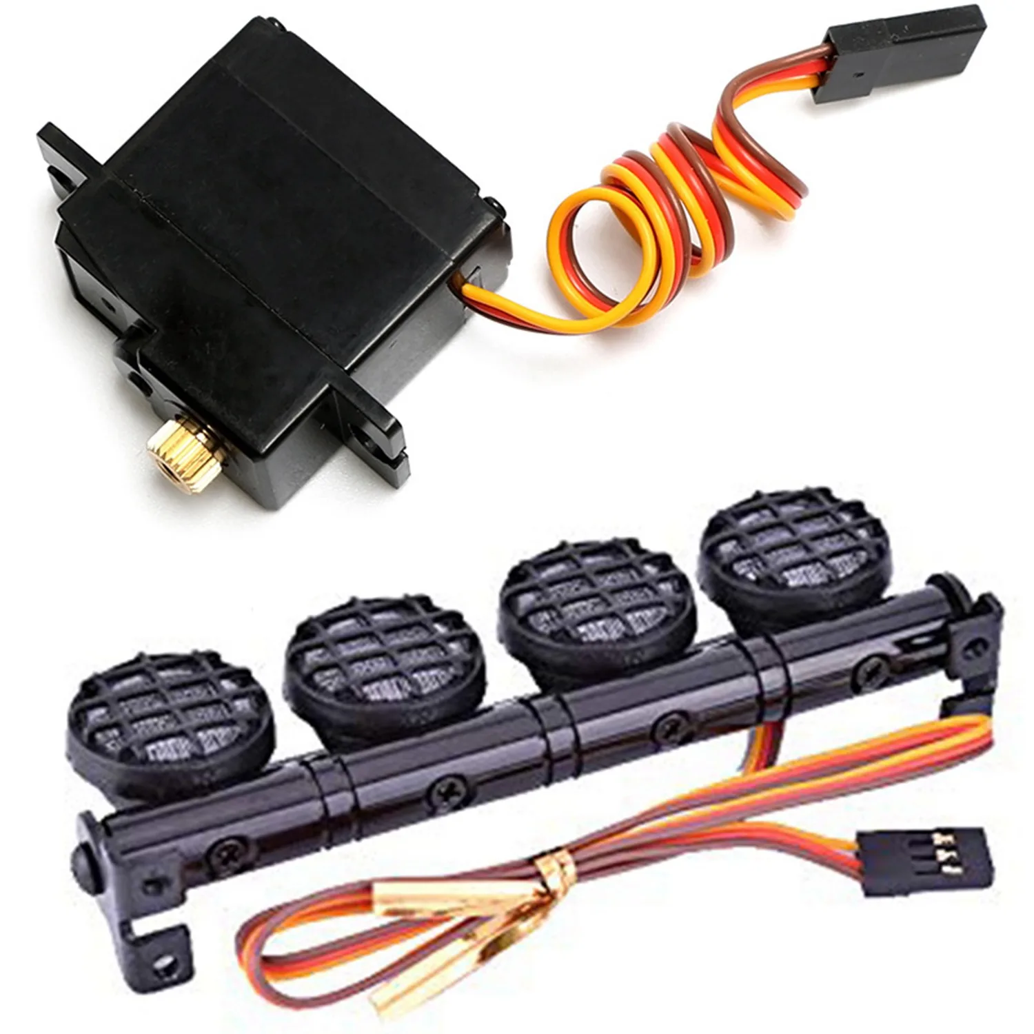 

A63T-3.5KG Upgrade Metal Gear Servo With Multi-Function Ultra Bright Lamp LED Roof Light Bar With 4 Spotlights