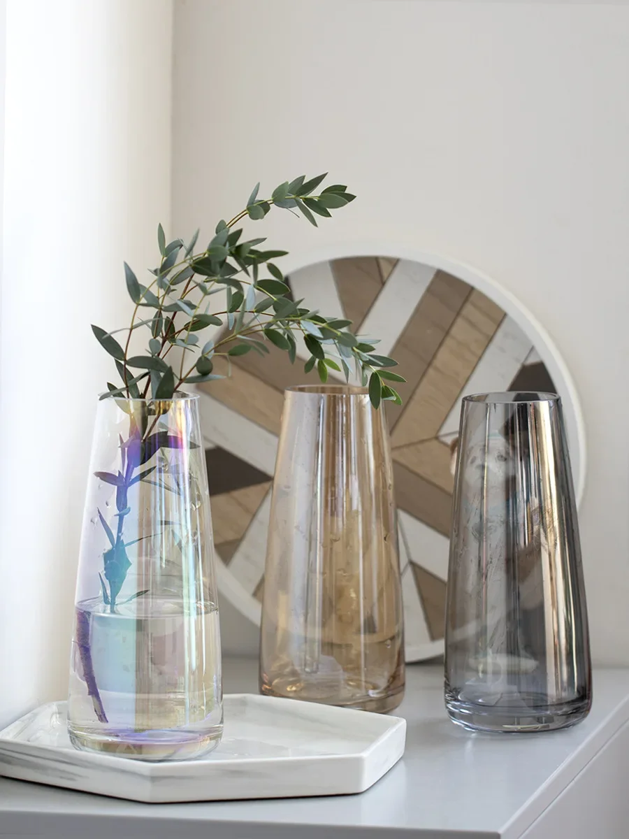 Glass Vases Transparent Flower Arrangement Water Rich Bamboo North Europe Ins Simple Modern Electroplating Green Pineapple