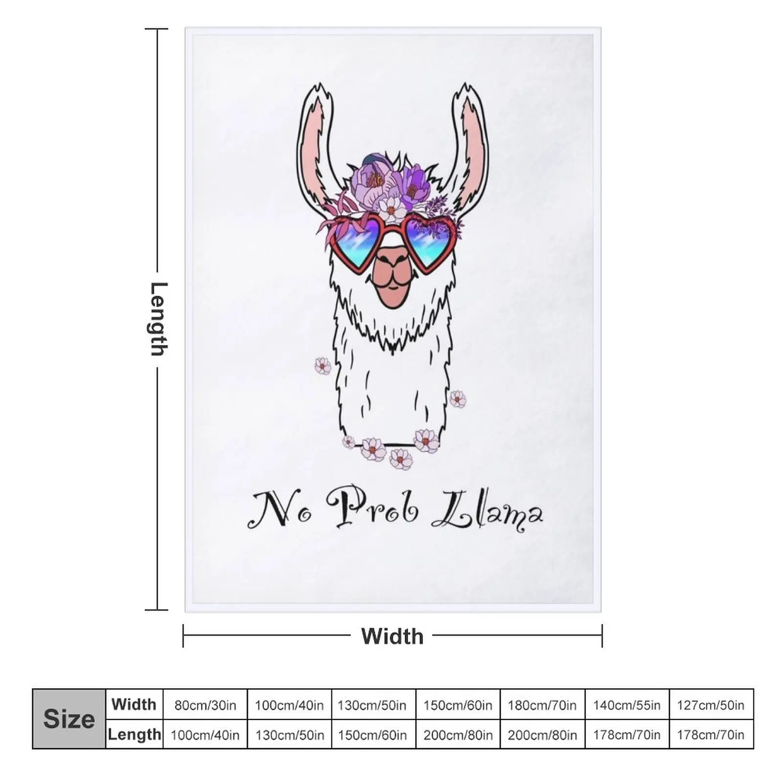 No prob llama alpaca floral heart sunglasses T-shirt Throw Blanket Soft Plaid Thermal bed plaid Flannels Blankets