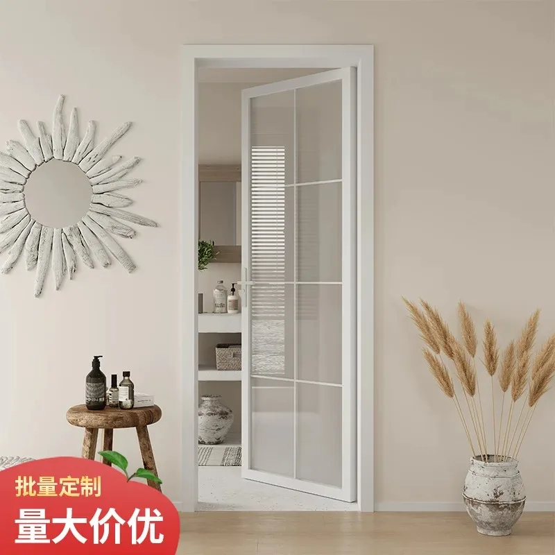 Modern simple swing Tempered glass door Household interior engineering door Aluminum alloy bathroom toilet toilet