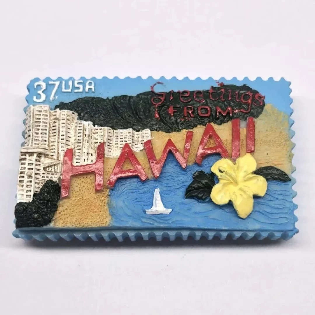 Resin 3D Tourist Attractions Souvenir Features United States Hawaii Creative Tile Refrigerator Magnetic Stickers USA