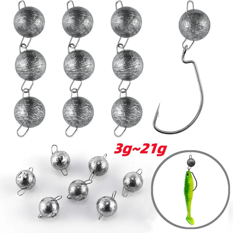 

Fishing Weight Sinker Swivel Round Ball Sinkers with Snaps Deep Water Bullet Weight Jig Saltwater Freshwater DIY Fishing Tackle